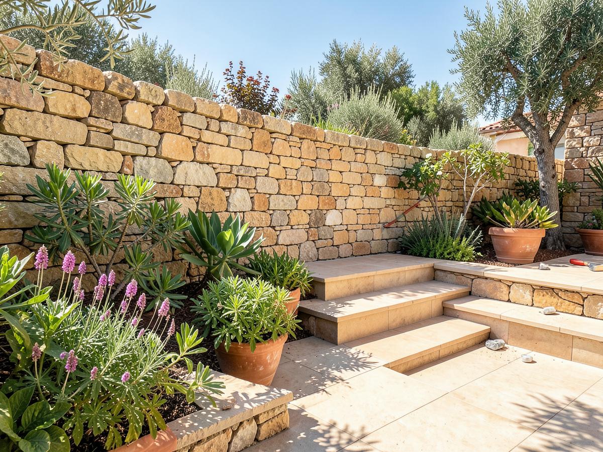 Terrasse et muret rénovés